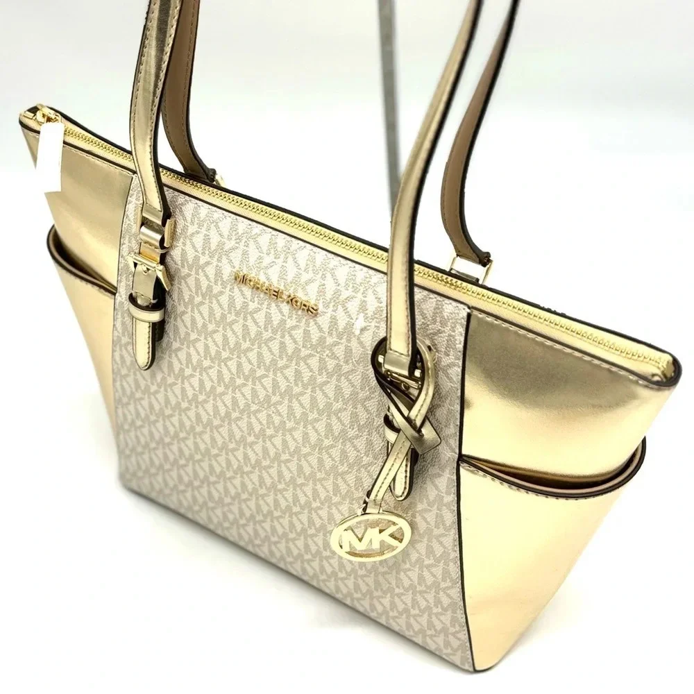 Michael Kors Large Charlotte TZ Tote Bag Gold (NWT)